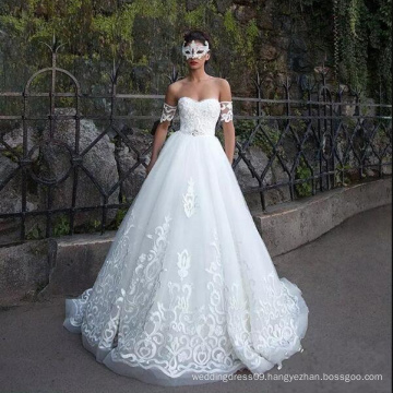 A line Sexy Open Back Lace Off The Shoulder Princess Cut Gothic Zhongshan Wedding Dress